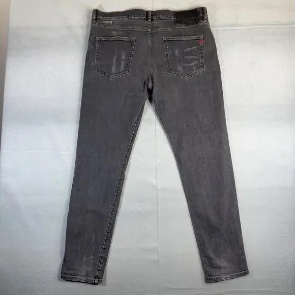 Diesel D-Strukt Jeans Mens 38x32 Gray Slim Medium Wash Faded Stretch Taper Denim
